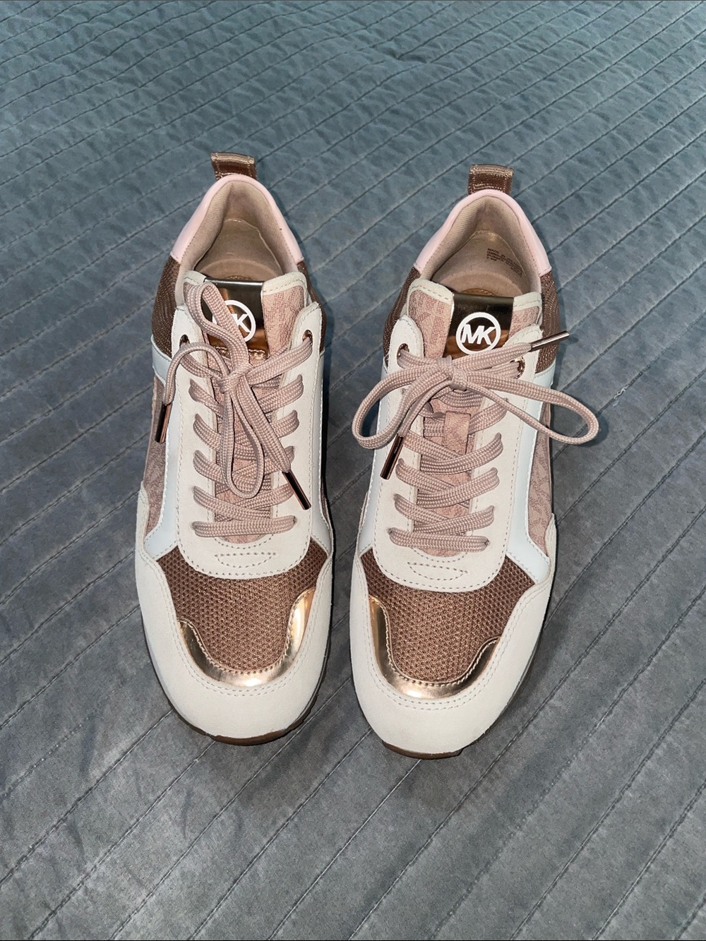 Michael Kors Pink and Rose Gold Logo Trainer Sneakers - Picture 2 of 8